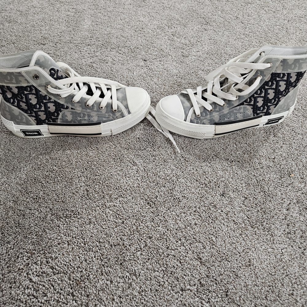 Dior High-Top Sneakers in Gray and White